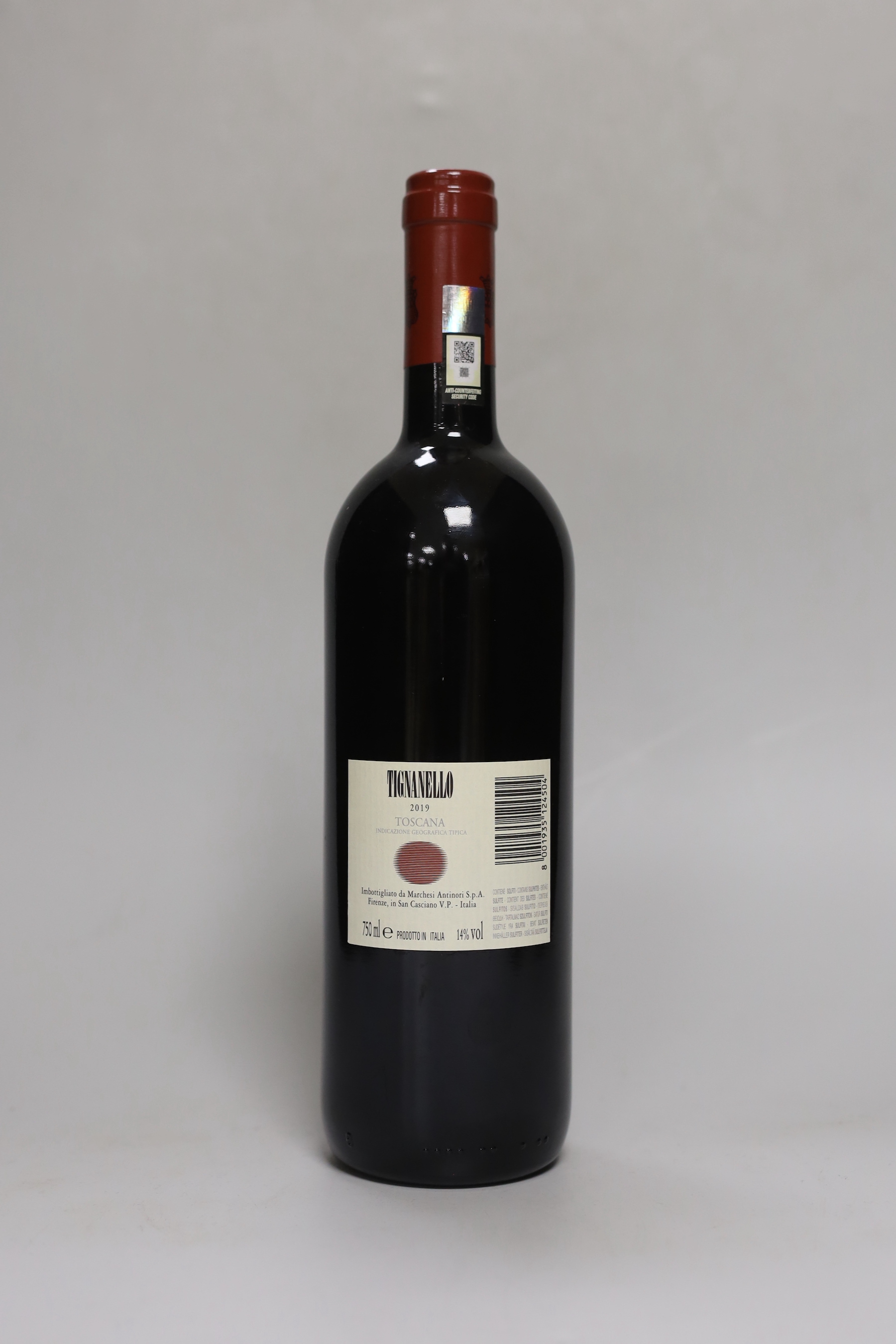 A bottle of 2019 Tignanello